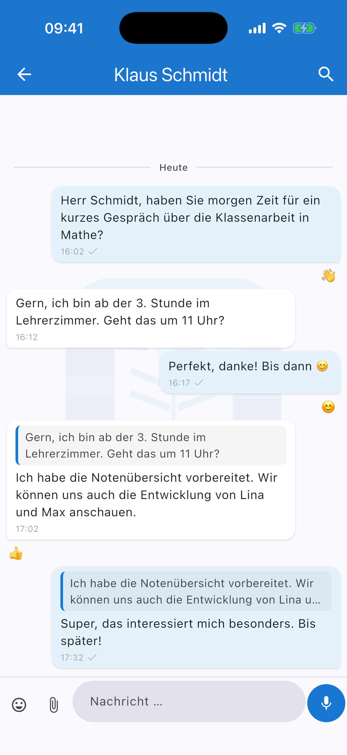 Chat-Konversation mit Emoji-Reaktionen